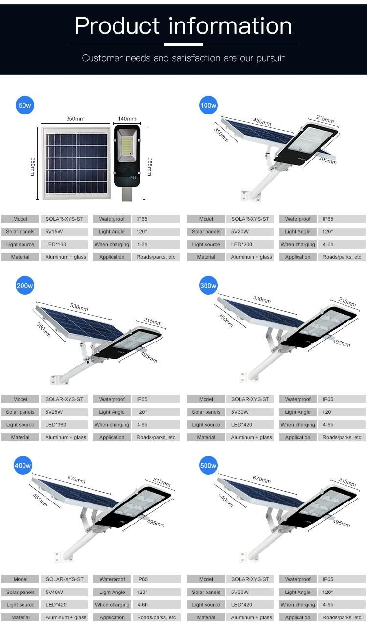 Outdoor 200W 300W LED Solar Street Light IP65 Waterproof Solar Powered Street Lights with Remote