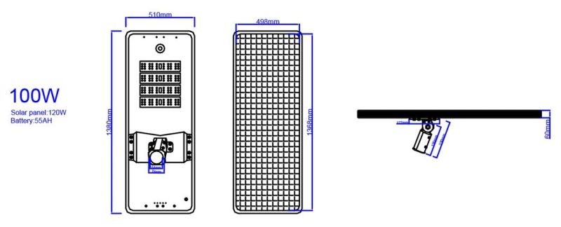 CE High Quality High Power Adjustable All in One Solar Street Light 100W