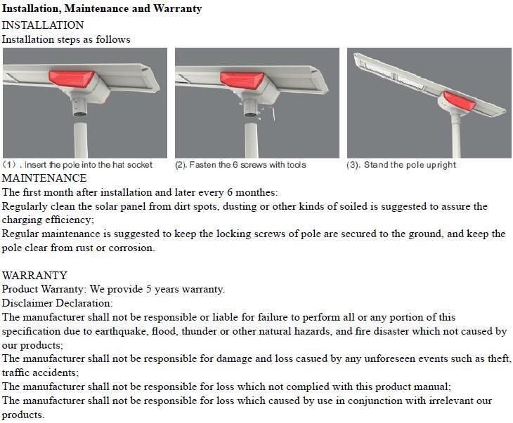 40W Bluetooth Control Inh Series Battery Built-in Solar LED Road Lights (INH-40W)