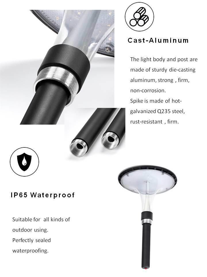 9W Outdoor Waterproof Warm White Solar LED Lamp with Pole