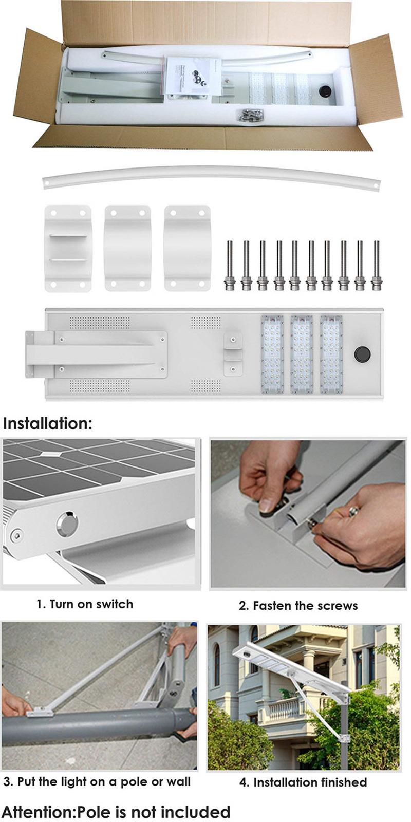 CE RoHS 30W Street Light LED Outdoor Sensor Light with LiFePO4 Battery