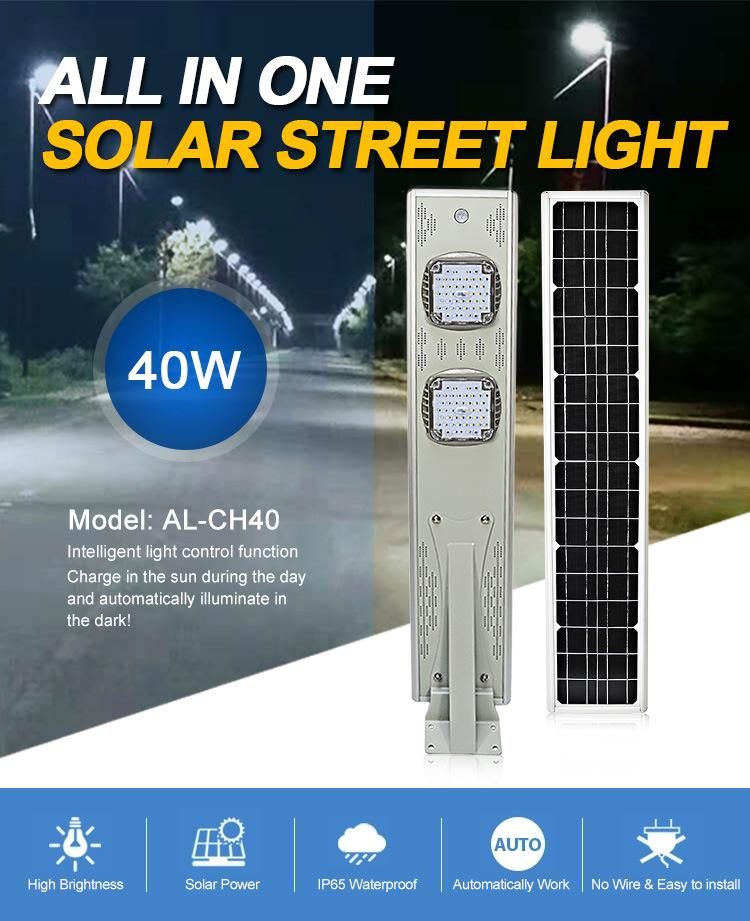 6500K Color Temperature Outdoor Waterproof 40W Solar LED Street Light