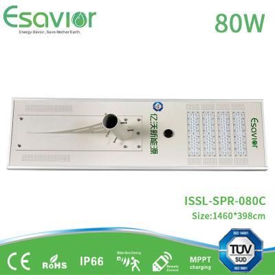 Esavior 80W Integrated Solar LED Street Light Power Light Outdoor Lamp with Microwave Sensor