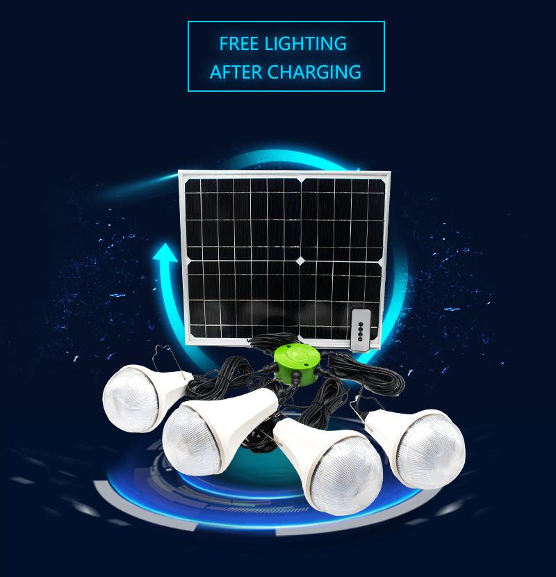 Solar System 20W 11V Home Solar Power System with 4PCS Solar Light *Power Display Solar Lights