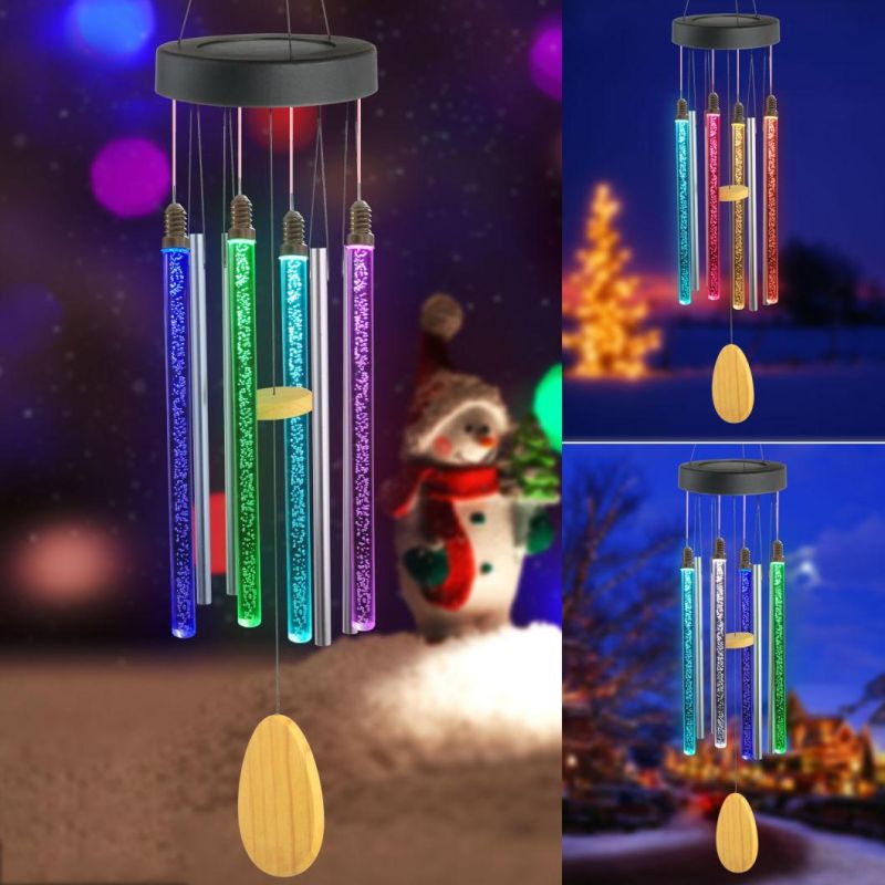 LED Solar Light Tubulose Wind Chime Changing Color Waterproof for Home Party Outdoor Night Garden Bar Decoration