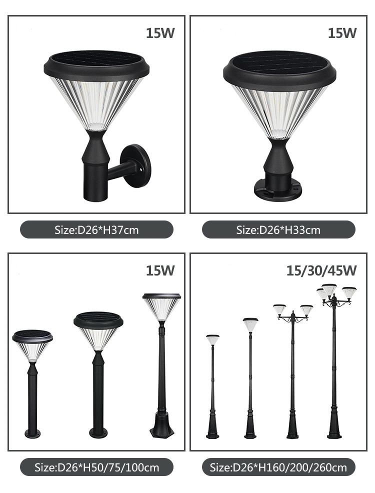 Diamond Style Solar Pillar Light Solar Gate LED Light Waterproof IP 65 Landscape Decoration LED