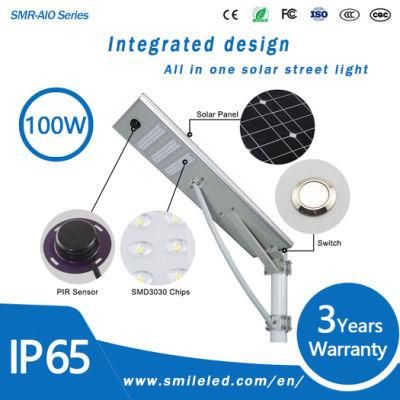 LED Luminaires All in One 100W Outdoor Integrated Solar LED Street Light