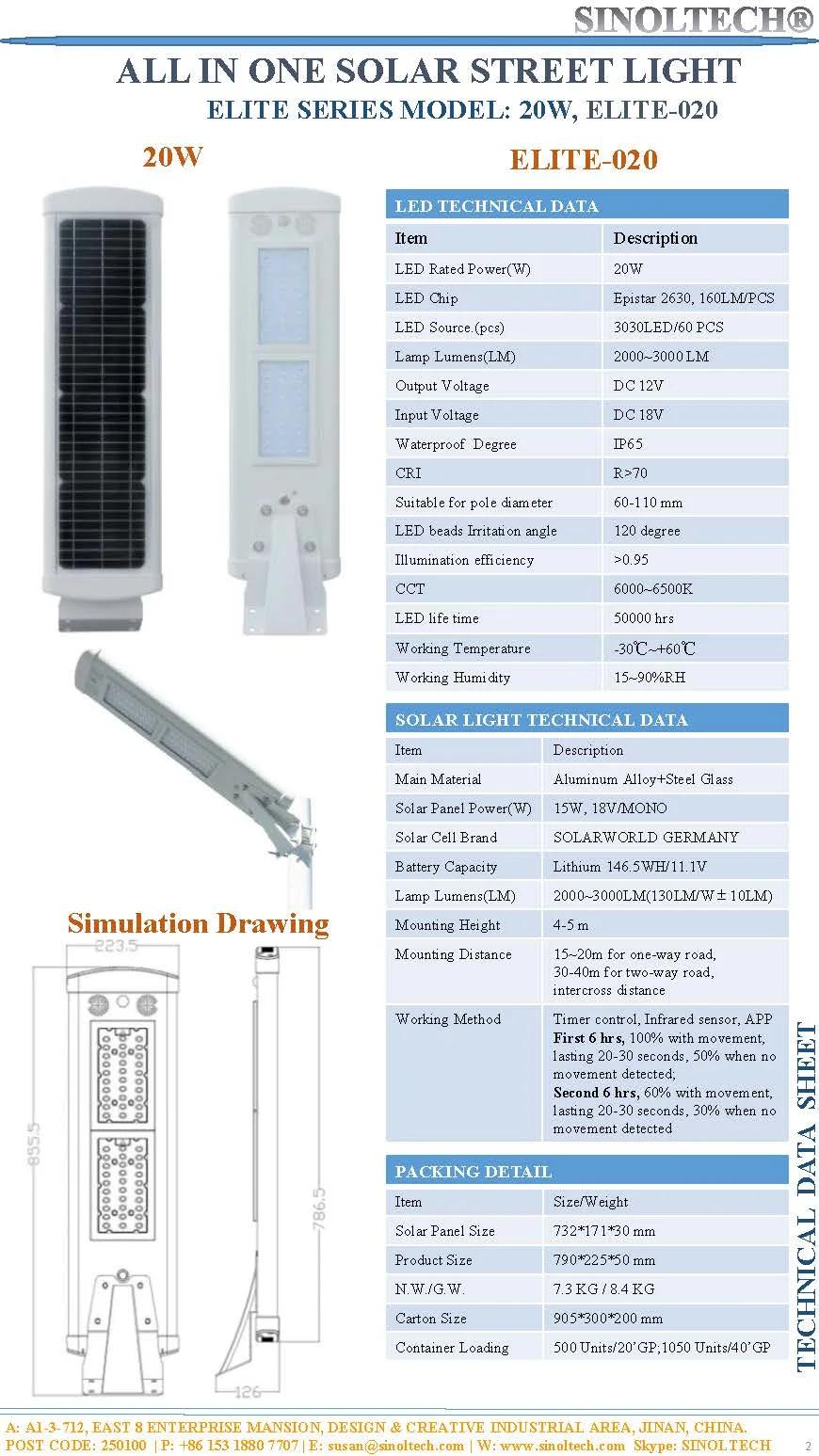 20W Elite All in One Solar Powered  Lamp (ELITE-020)