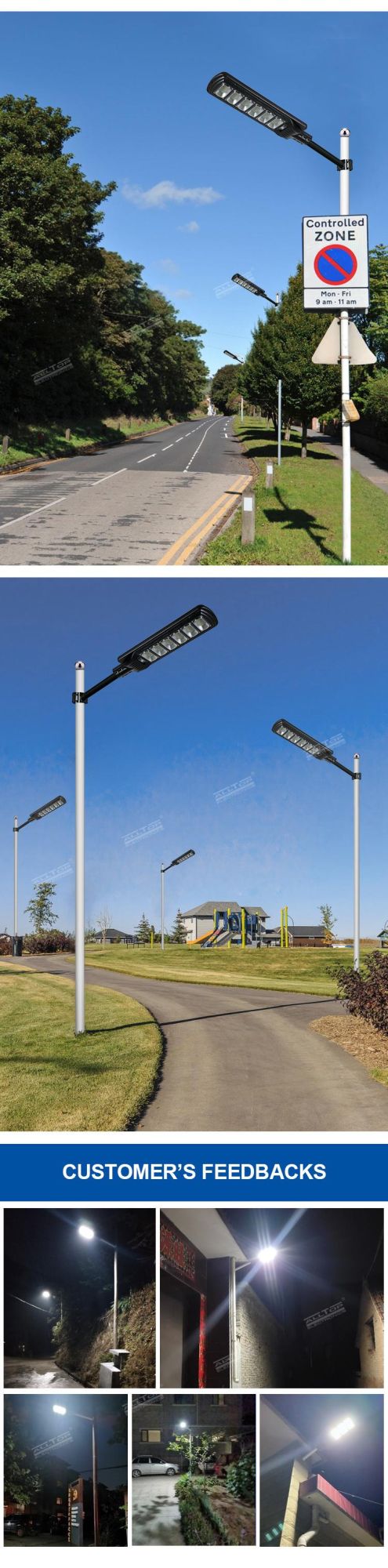 Alltop All in One ABS 50 100 150 200 250 300 W Waterproof IP65 Garden Outdoor Solar LED Street Lamp