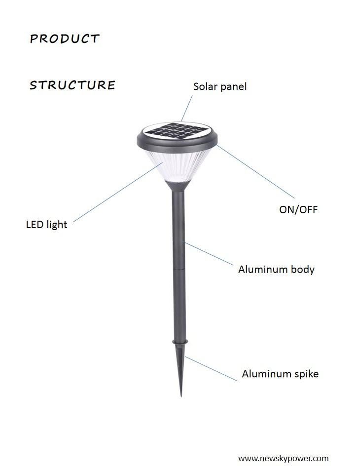 2021 Best Quality Die-Casting Aluminum Security Diamond Shape Solar Stake Light for Garden Path Household