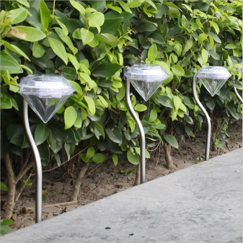 Solar Garden Lights Outdoor, Color Changing Diamond LED Solar Landscape Pathway Lights Stainless Steel Esg11891