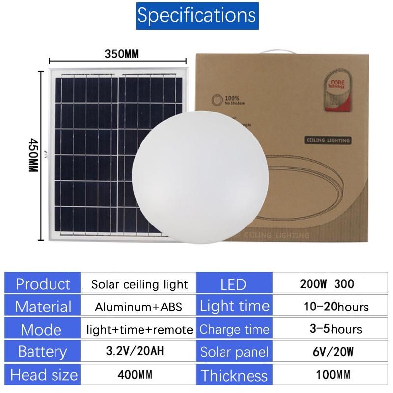 High Bright Interior Lamps 20W 30W 40W 50W IP65 Waterproof Wide Angle LED Solar Powered Saving Energy Lamp Indoor/Milan/Ceiling/Bulkhead/Wall Light