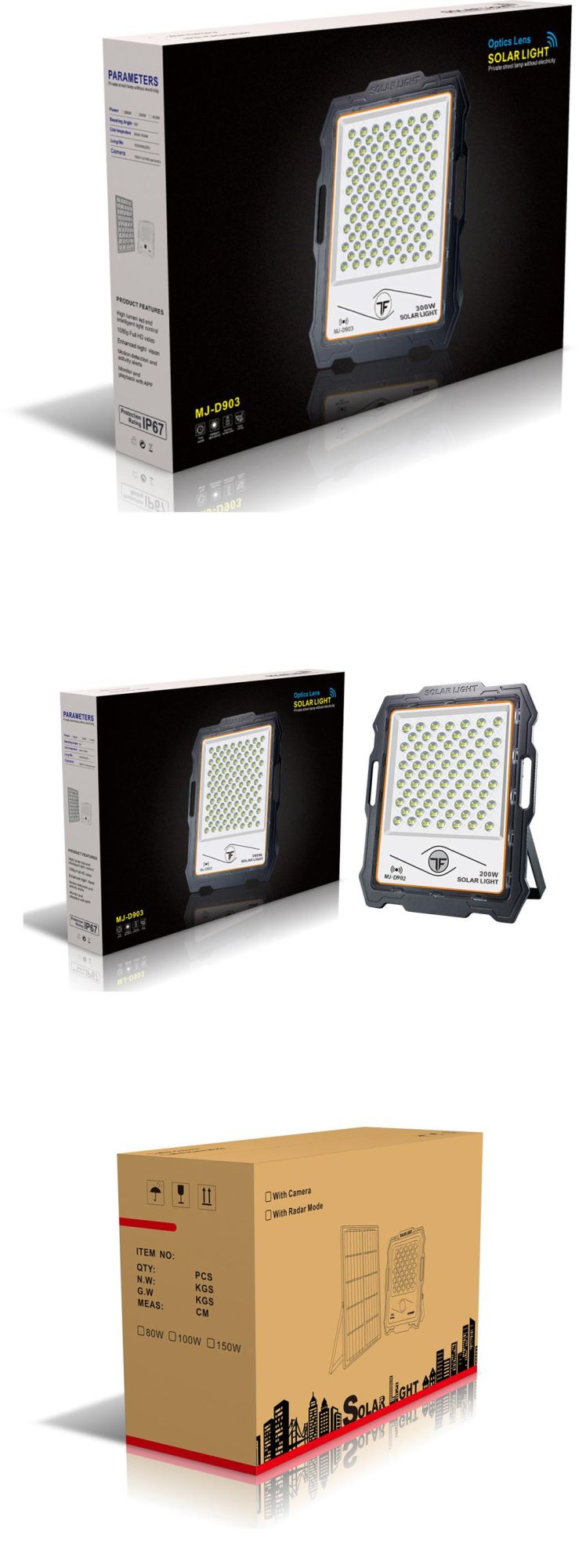 200W Solar LED Lighting IP67 Flood Lamp with Camera