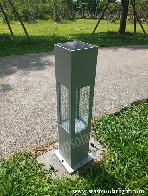 Square Style LED Solar Product Fixture Outdoor Solar Bollard Light with Warm + White LED Lights