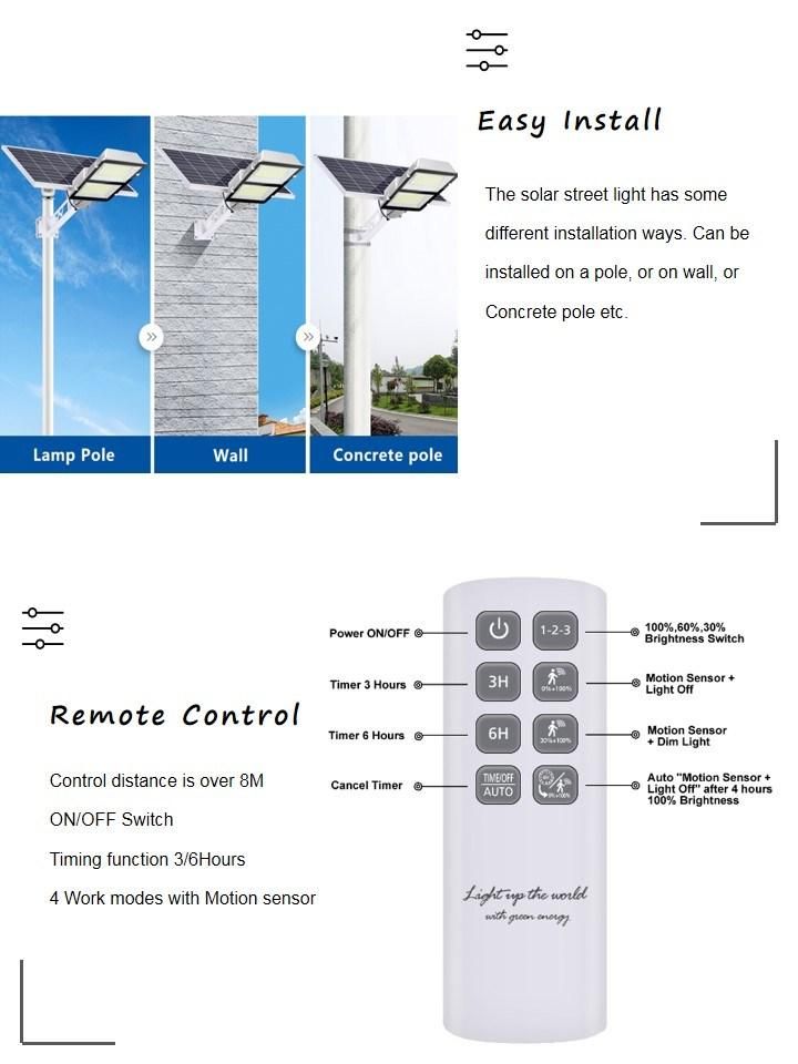 Aluminum Shell Solar Power LED Light Outdoor 180W Solar Street Light