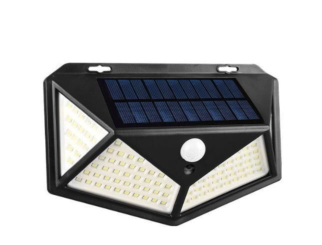 Wall Mounted Outdoor Patio Lamp 100LED Solar Rechargeable Wall Lamp Emitting Light on All Sides Human Body Sensor Lamp