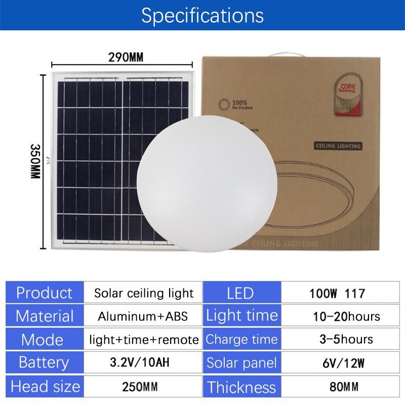 High Bright Interior Lamps 20W 30W 40W 50W IP65 Waterproof Wide Angle LED Solar Powered Saving Energy Lamp Indoor/Milan/Ceiling/Bulkhead/Wall Light