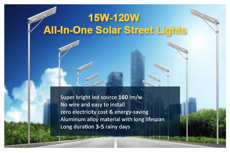 Mono Solar Panel LiFePO4 Battery Integrated 60W LED Street Light