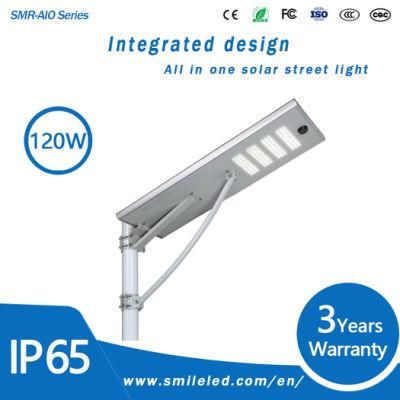 120W All in One Motion Sensor Solar LED Street Light for Landscape, Road, Hotel, Residential, Garden