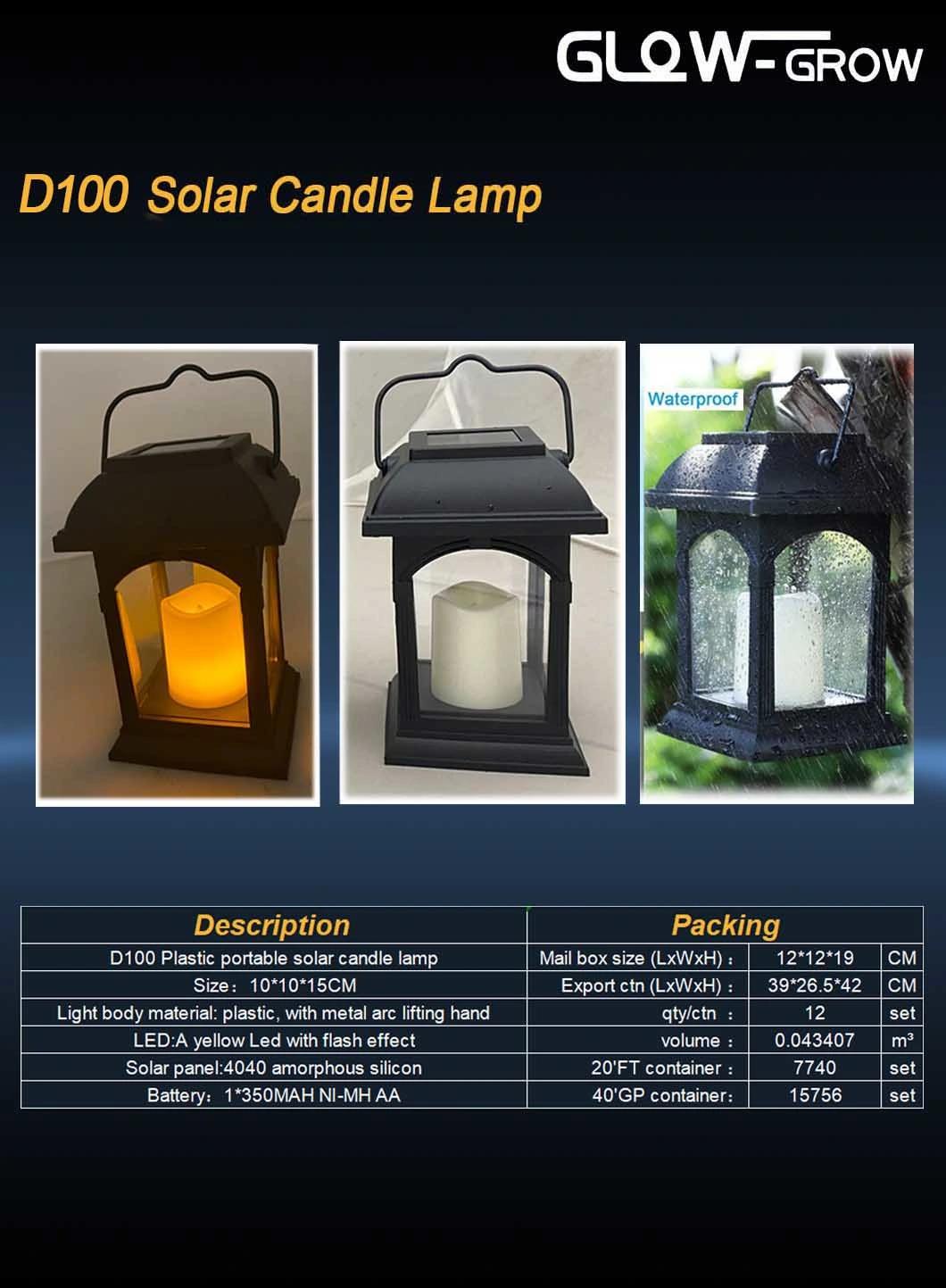 Warm White LED Solar Lantern Candle Light for Yard Garden House Decoration