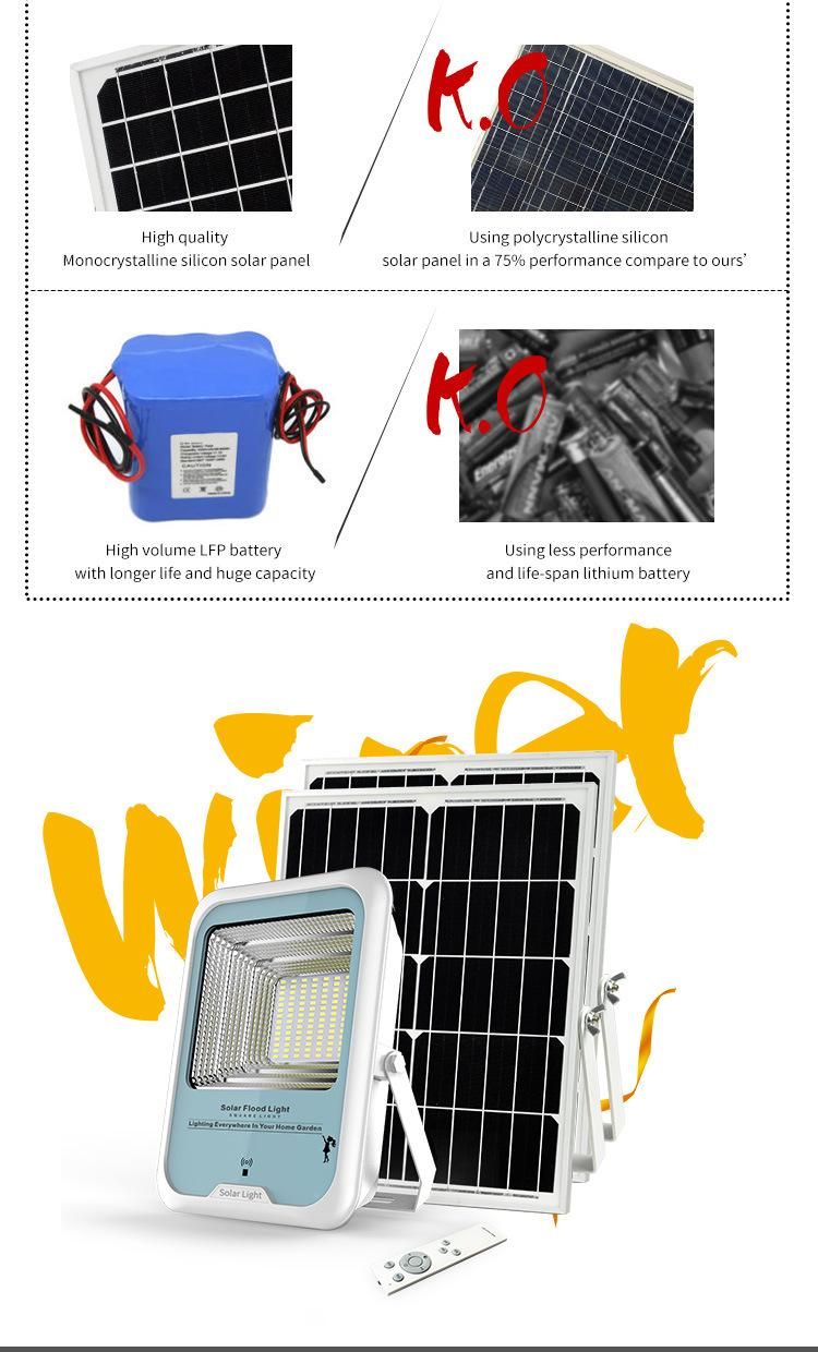 Motion Sensor Waterproof IP66 Integrated 30W 60W 90W 120W Outdoor All in One Solar LED Flood Lamp