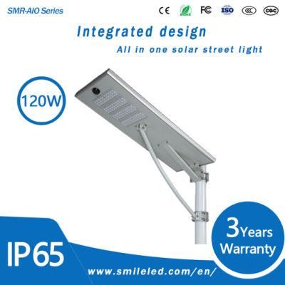 120W Waterproof Smart Integrated Outdoor All in One LED Sola Power Street Light