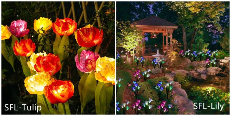 Top Seller Christmas Gifts Changing Flower Solar Powered Waterproof Outdoor LED Stake Light