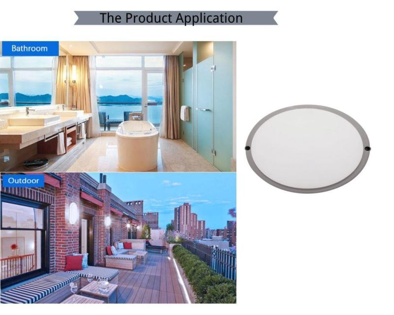 LED Round Grey Moisture-Proof Lamps Round-Greyfor Balcony Bathroom Lighting with Certificates of CE, EMC, LVD, RoHS 18W