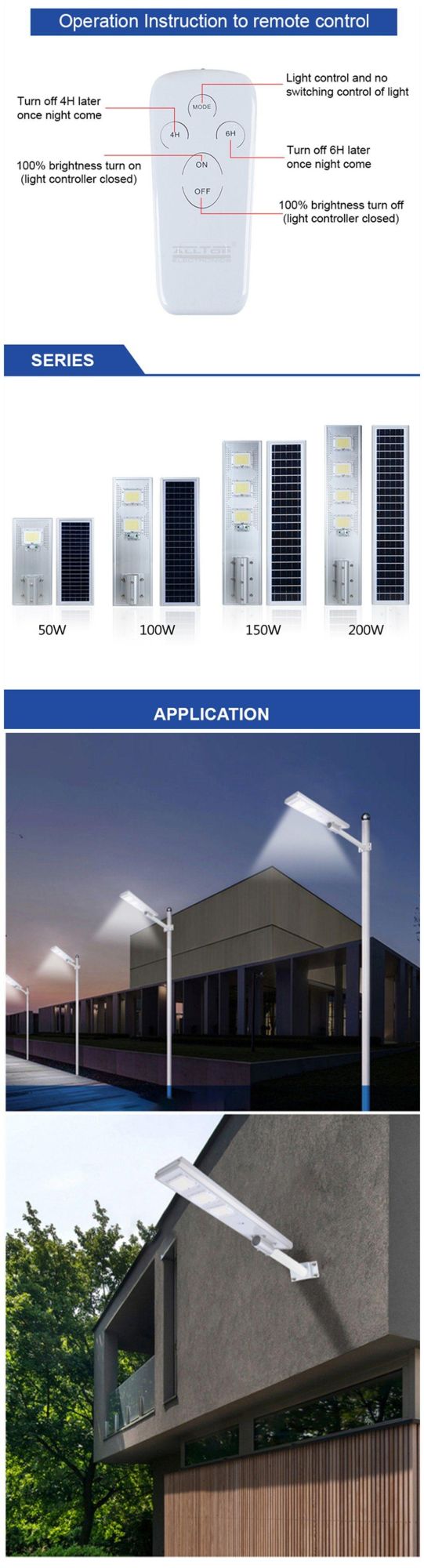 Best Selling Aluminium Alloy Housing IP65 Waterproof 30W 60W 90W 120W 150W All in One LED Solar Street Light