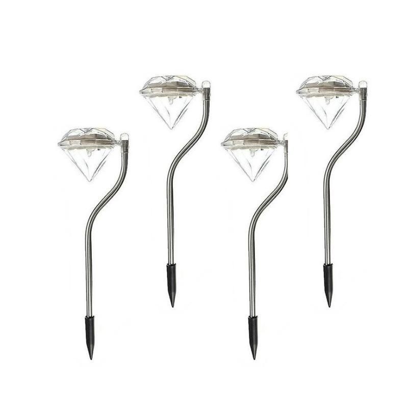 Solar Garden Lights Outdoor, Color Changing Diamond LED Solar Landscape Pathway Lights Stainless Steel Esg11891