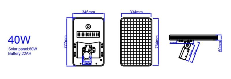 IP65 New Design with Motion Sensor Energy Saving 40W 60W 80W 120W All in One Solar Street Light