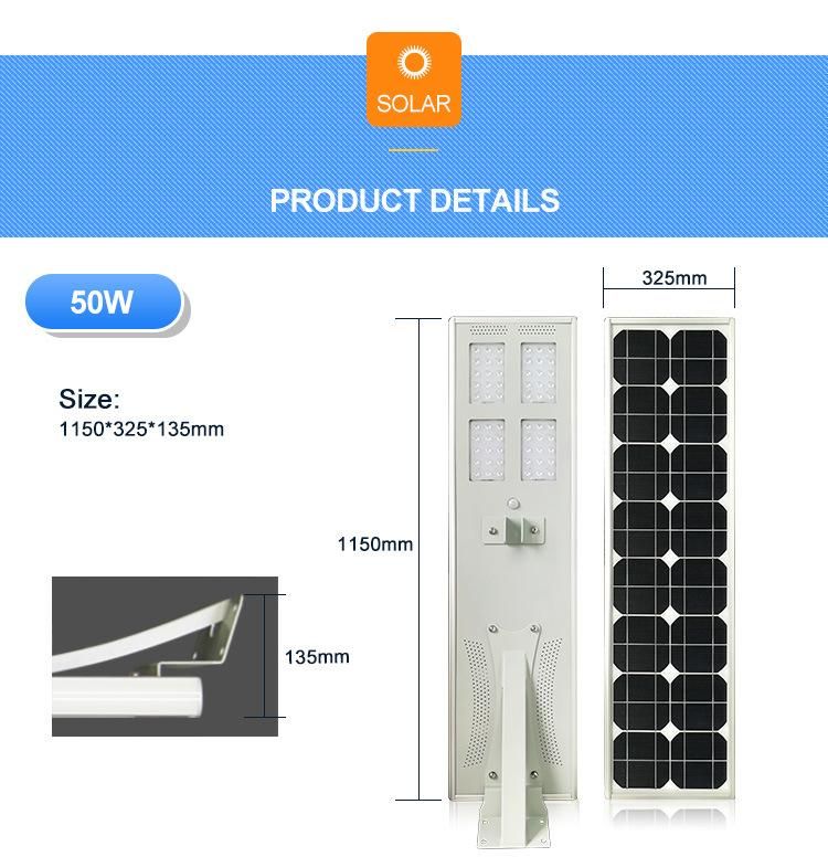 Outdoor Waterproof IP65 50W All in One Solar Street Light