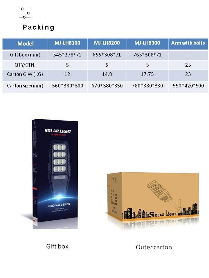 High Lumen All in One LED 100W 200W 300W Integrated Solar Street Light