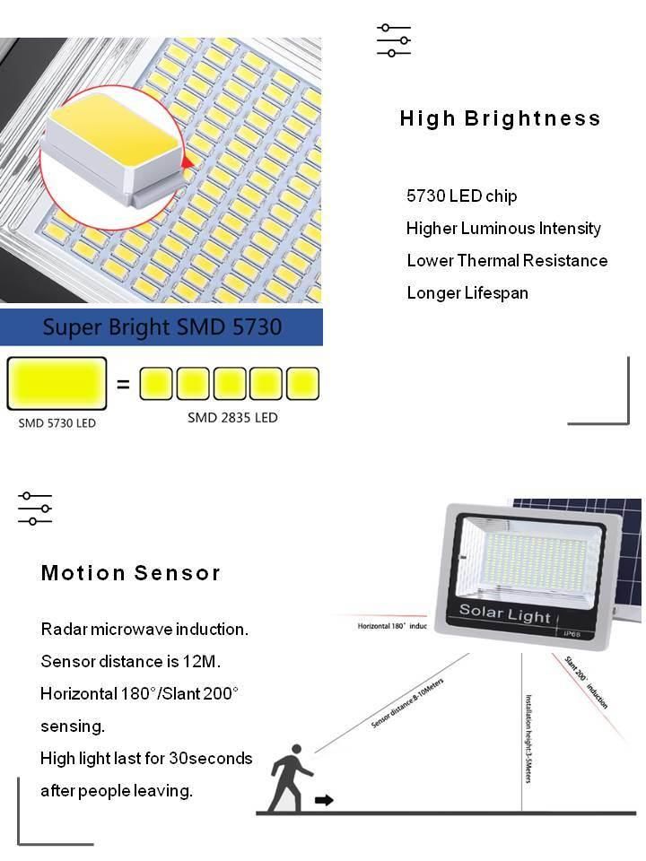 Die Cast Aluminum Housing Solar LED Flood Light with Motion Sensor