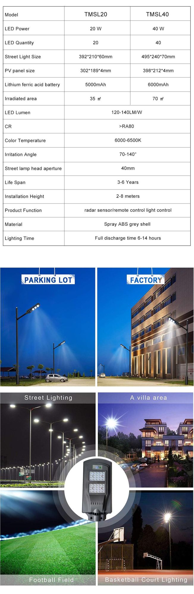 Outdoor All in One Road Lighting LED Solar Street Light