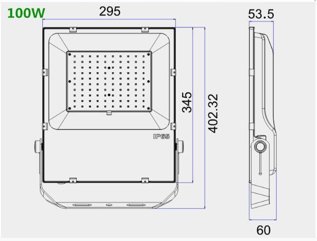 100W LED Floodlight SMD3030 LED Slim Model with IP65 Outdoor