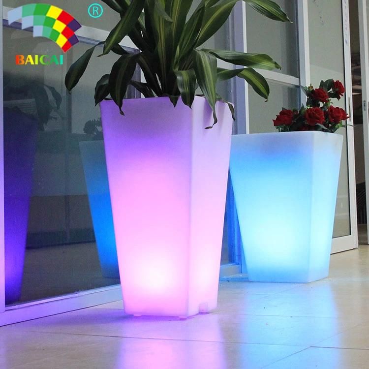 Garden Furniture Plastic Flower Pot LED Light Flower Pot LED Garden Plant Pot Solar