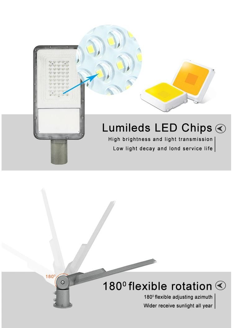 Outdoor High Lumen 6000K IP65 All in Two Split Solar Power LED Streetlight 100W 150W 200W 300W Street Light with Battery