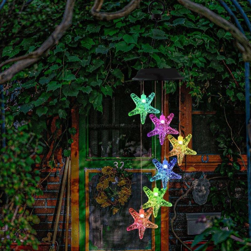 LED Solar Light Ball Wind Chime Changing Color Waterproof Star Heart Wind Chimes for Home Party Outdoor Night Garden Decoration