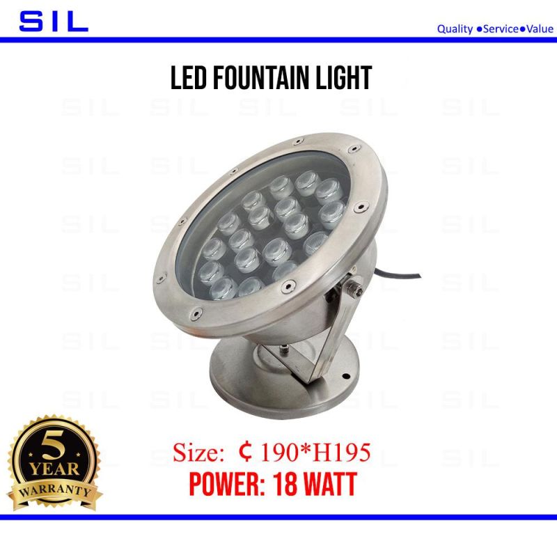 LED Water Light DMX512 RGB IP67 Stainless Steel Outdoor Underwater 18W LED Fountain Light