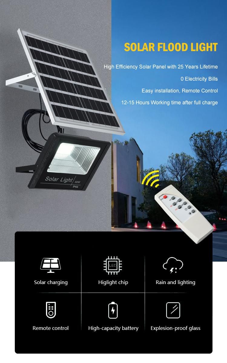 60W 100W 200W LED Solar Lights Outdoor Projector Solar Flood Garden Lights LED Solar Street Light