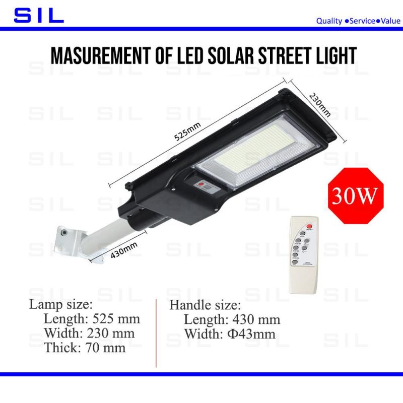 Professional Waterproof IP65 Outdoor SMD ABS 30W Integrated All in One LED Solar Street Lamp