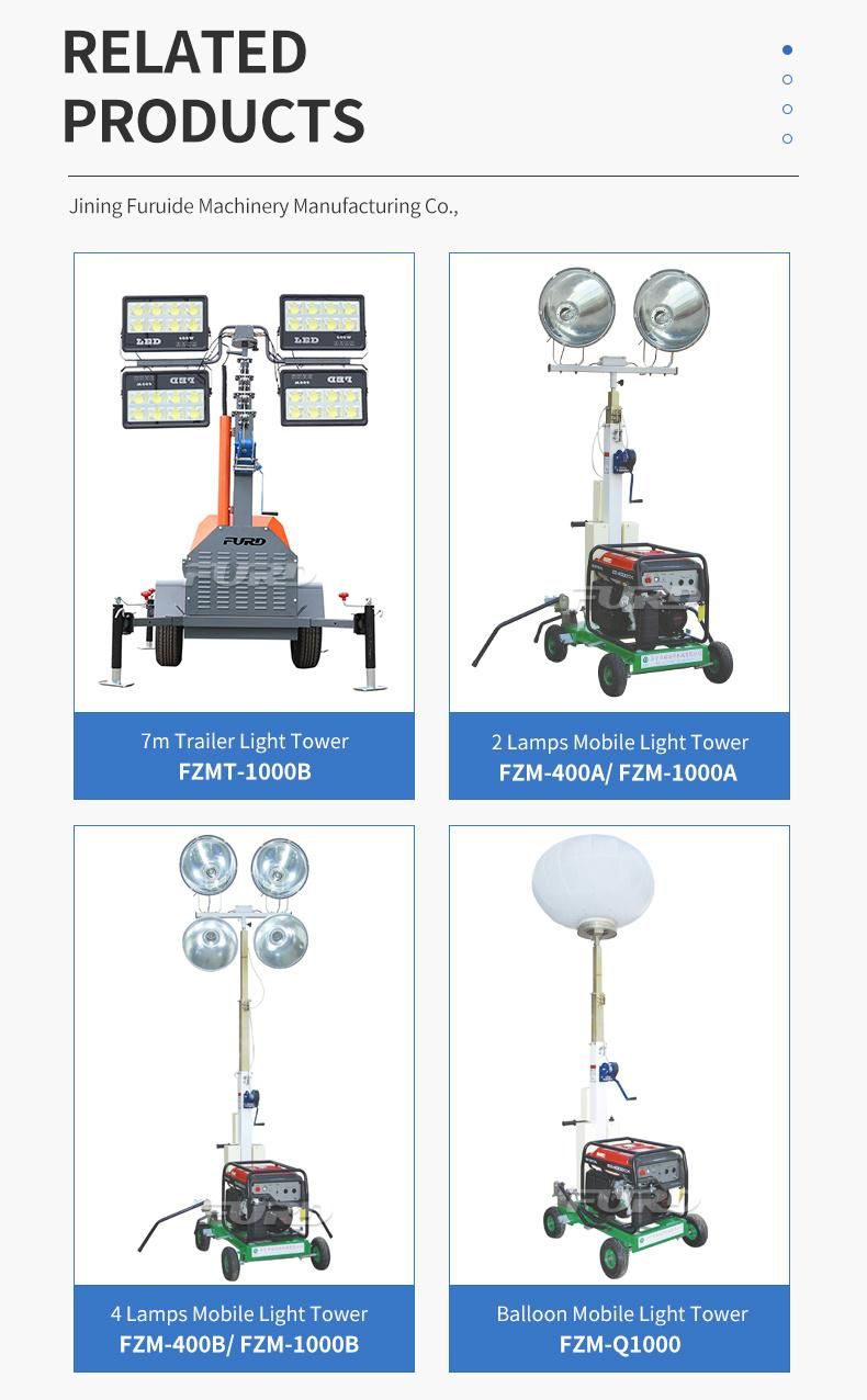 LED Tower LED Light Tower Mobile Lighting Tower Generator Fzmtc-1000b