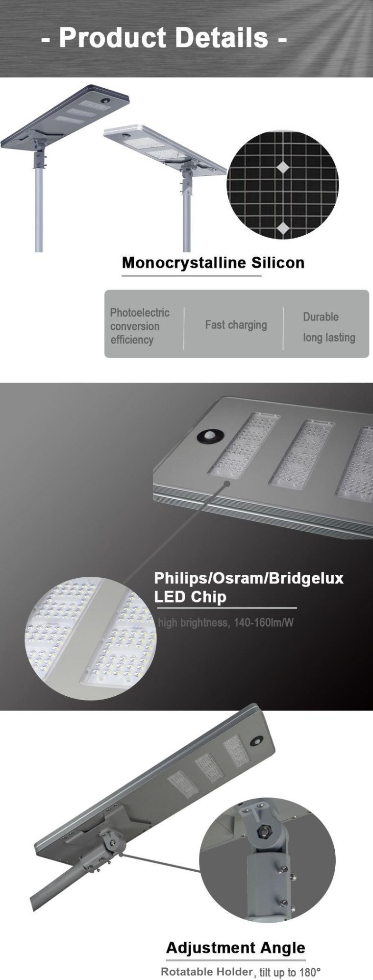 CE Approved 50W IP65 Waterproof with Motion Sensor Modern 5 Years Warranty Outside LED Street Light