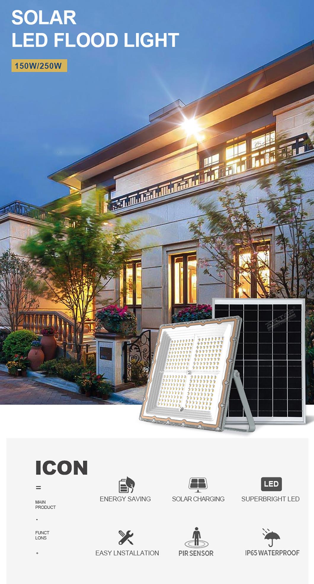 Alltop New Arrival SMD Waterproof IP65 150W 250W Parking Apron Stadium Outdoor LED Solar Flood Lamp