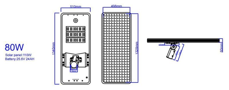 Die-Casting Aluminum Adjustable Angle All in One Solar Street Light Built in Lithium Battery 80W