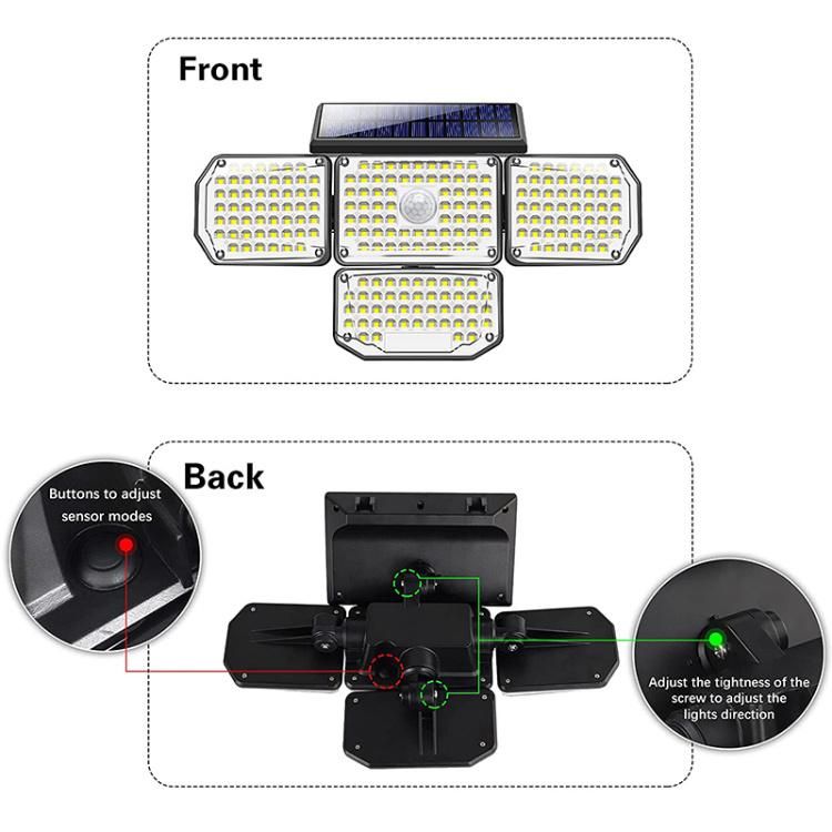 Outdoor 4 Adjustable Head Security LED Waterproof Motion Sensor Super Bright Solar Wall Garden Lights for Yard Garage