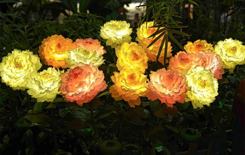 Discount Pathway Yard Lawn Decor Peach Landscape Outdoor Solar Powered Flower Lights with CE RoHS