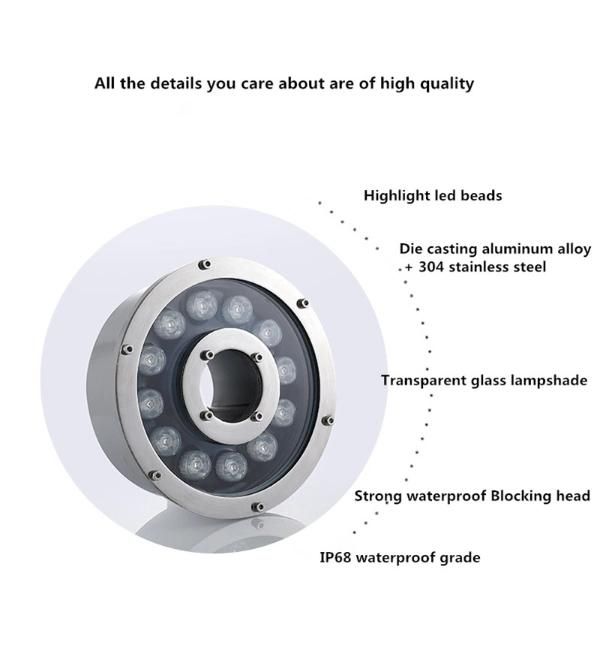 6-24W LED Fountain Lamp IP68 Waterproof Plaza Fountain Swimming Pool Light Garden Pond Decor Underwater Lights
