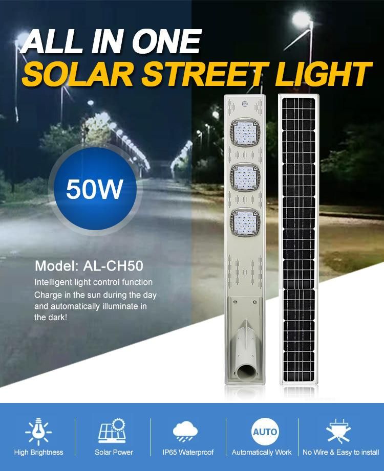 150PCS 3030 LED Chips 50W Integrated Solar Street Light